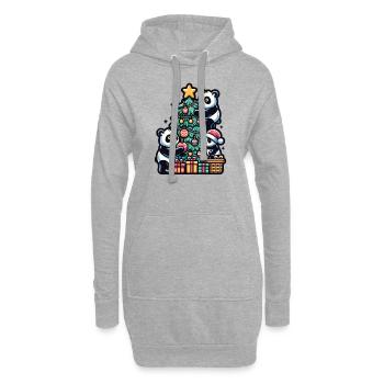 Pandas decorate the Christmas tree Christmas - Hoodie Dress - heather grey - Front