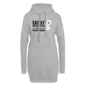 Facilement distrait par les ours polaires - ours polaire mignon - Sweat-shirt à capuche long Femme - gris chiné - Devant