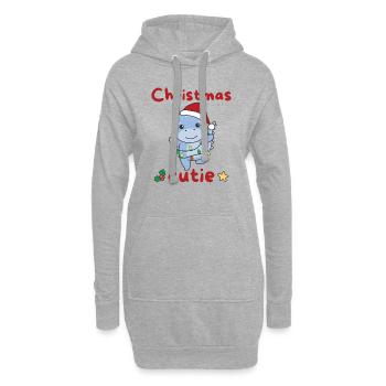Dino Weihnachten Dinos Christmas Cutie - Hoodie-Kleid - Grau meliert - Vorne