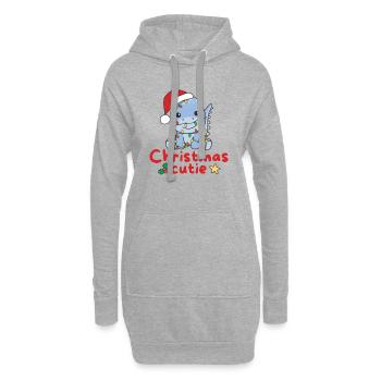 Dino Weihnachten Dinos Noël Cutie - Sweat-shirt à capuche long Femme - gris chiné - Devant