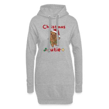 Capybara Weihnachten Capybaras Christmas Cutie - Hoodie-Kleid - Grau meliert - Vorne