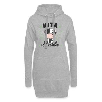 Kita j’arrive Kitakind Vache - Sweat-shirt à capuche long Femme - gris chiné - Devant