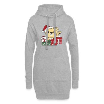 Leopard Weihnachten Geschenk Winter Tiere Leopard - Hoodie-Kleid - Grau meliert - Vorne