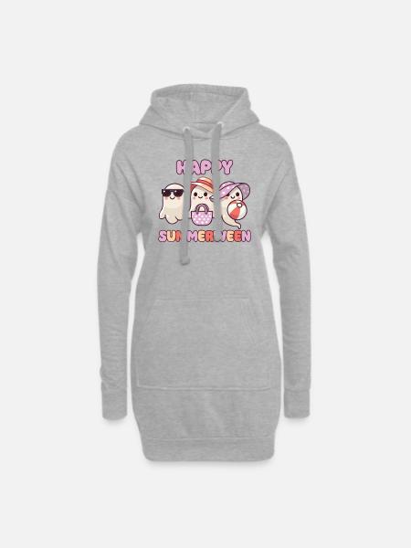 Happy Summerween Sommer Halloween Geist - Hoodie-Kleid - Grau meliert