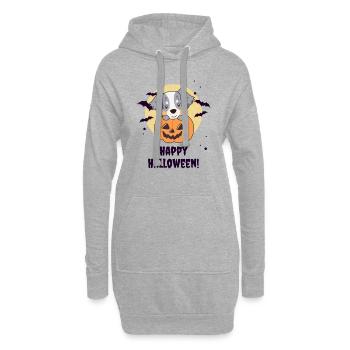 Australian Sheperd in Kürbis süß Happy Halloween - Hoodie-Kleid - Grau meliert - Vorne