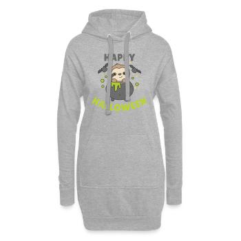 Faultier Happy Halloween Hexenkessel Fledermaus - Hoodie-Kleid - Grau meliert - Vorne