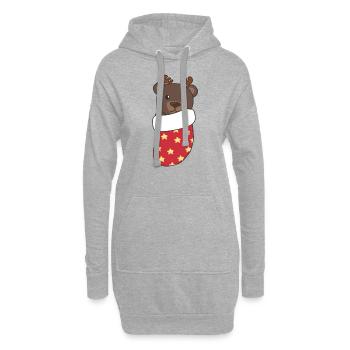 Ours mignons en chaussette de Noël pour ours de Noël - Sweat-shirt à capuche long Femme - gris chiné - Devant