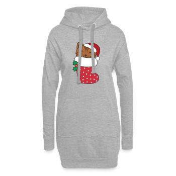 Chats mignons en chaussettes de Noël pour Noël - Sweat-shirt à capuche long Femme - gris chiné - Devant