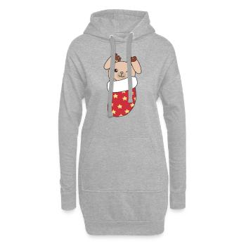 Süße Hasen in Weihnachtssocke zu Weihnachten Hase - Hoodie-Kleid - Grau meliert - Vorne