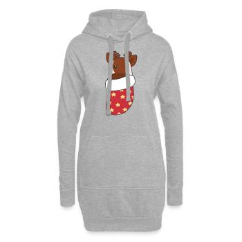 Süße Okapi in Weihnachtssocke zu Weihnachten Okapi - Hoodie-Kleid - Grau meliert - Vorne