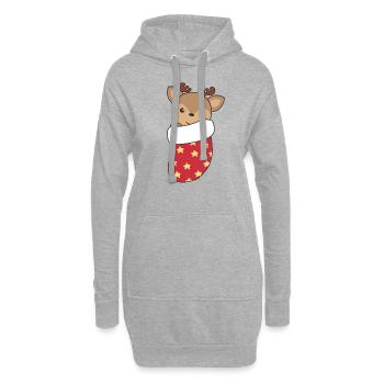 Cerf mignon en chaussette de Noël pour cerf de Noël - Sweat-shirt à capuche long Femme - gris chiné - Devant