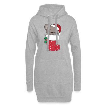 Souris mignonnes en chaussette de Noël pour souris de Noël - Sweat-shirt à capuche long Femme - gris chiné - Devant