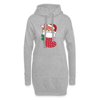 Cute foxes in Christmas sock for Christmas - Hoodie Dress - heather grey - Front