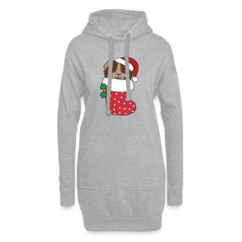 Süße Meerschweinchen in Weihnachtssocke zu - Hoodie-Kleid - Grau meliert - Vorne