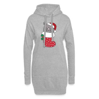 Rhinocéros mignons en chaussette de Noël pour Noël - Sweat-shirt à capuche long Femme - gris chiné - Devant