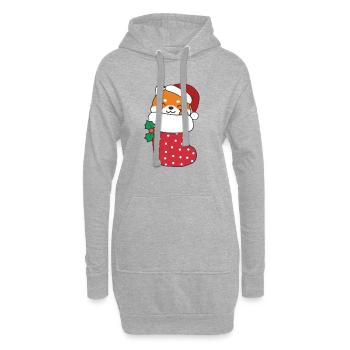 Süße Rote Pandas in Weihnachtssocke zu - Hoodie-Kleid - Grau meliert - Vorne