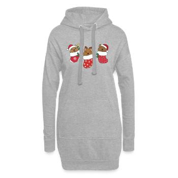 Mignon quokka en chaussette de Noël pour Noël - Sweat-shirt à capuche long Femme - gris chiné - Devant