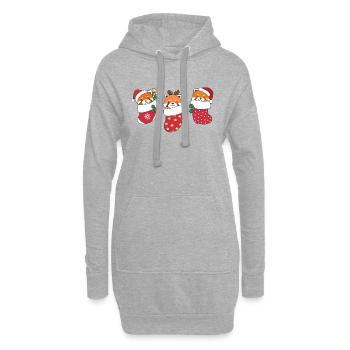 Süße Rote Pandas in Weihnachtssocke zu - Hoodie-Kleid - Grau meliert - Vorne