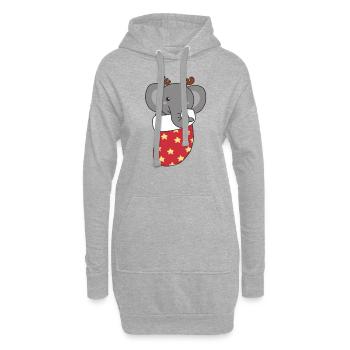 Mignons éléphants en chaussettes de Noël pour Noël - Sweat-shirt à capuche long Femme - gris chiné - Devant