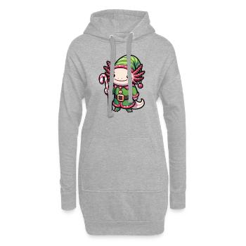 Axolotl fröhliche Weihnachten Winter Elf Axolotl - Hoodie-Kleid - Grau meliert - Vorne