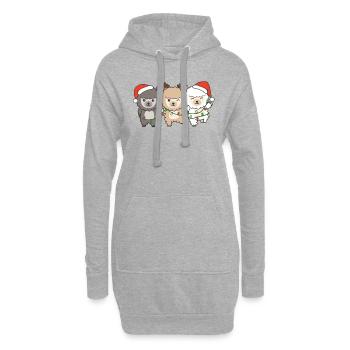 Alpaga Noël Hiver Animaux Alpaga - Sweat-shirt à capuche long Femme - gris chiné - Devant