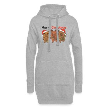 Capybara Noël Hiver Animaux Capybara - Sweat-shirt à capuche long Femme - gris chiné - Devant