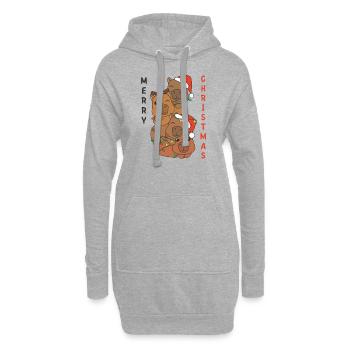 Capybara Arbre de Noël Animaux de Noël Capybaras - Sweat-shirt à capuche long Femme - gris chiné - Devant