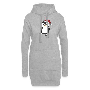 Pingouin Noël Patinage sur glace Pingouins - Sweat-shirt à capuche long Femme - gris chiné - Devant