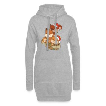Squirrel Christmas Tree Christmas Animals - Hoodie Dress - heather grey - Front