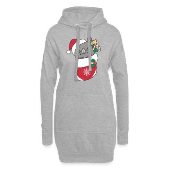 Rhinocéros Noël Neige Hiver Animaux Rhinocéros - Sweat-shirt à capuche long Femme - gris chiné - Devant