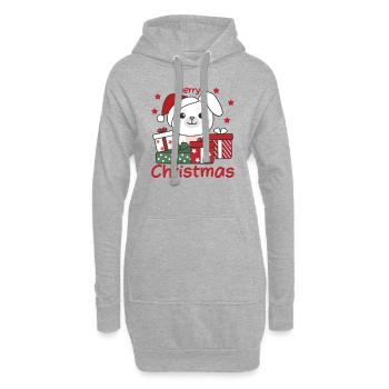 Lapin Cadeau de Noël Animaux d’hiver Lapin - Sweat-shirt à capuche long Femme - gris chiné - Devant