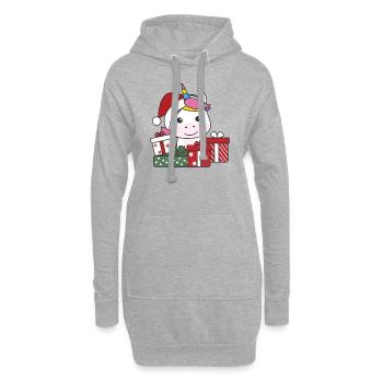 Licorne Cadeau de Noël Animaux d’hiver Licorne - Sweat-shirt à capuche long Femme - gris chiné - Devant