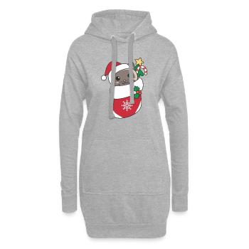 Süße Siamkatzen in Weihnachtssocke zu Weihnachten - Hoodie-Kleid - Grau meliert - Vorne