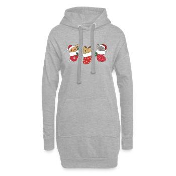 Chats mignons en chaussettes de Noël pour Noël - Sweat-shirt à capuche long Femme - gris chiné - Devant