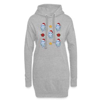 Dino Weihnachten Winter Tiere Dinos - Hoodie-Kleid - Grau meliert - Vorne
