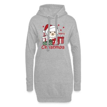 Alpaga Cadeau de Noël Animaux d’hiver Alpaga - Sweat-shirt à capuche long Femme - gris chiné - Devant