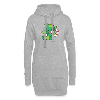 Dragon Noël canne à sucre dragon mignon - Sweat-shirt à capuche long Femme - gris chiné - Devant