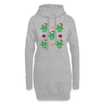 Dragon Noël Hiver Animaux Dragon - Sweat-shirt à capuche long Femme - gris chiné - Devant
