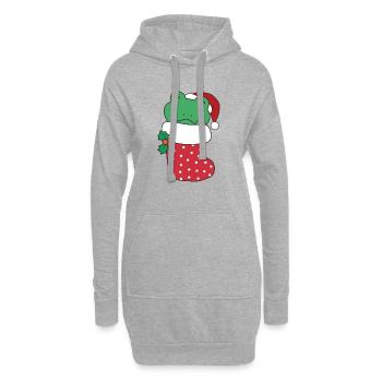 Grenouilles mignonnes en chaussette de Noël pour Noël - Sweat-shirt à capuche long Femme - gris chiné - Devant