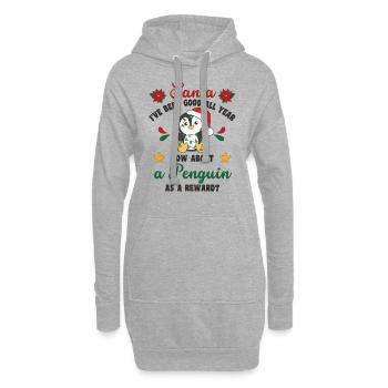 Ich will ein Pinguin zu Weihnachten süße Pinguine - Hoodie-Kleid - Grau meliert - Vorne