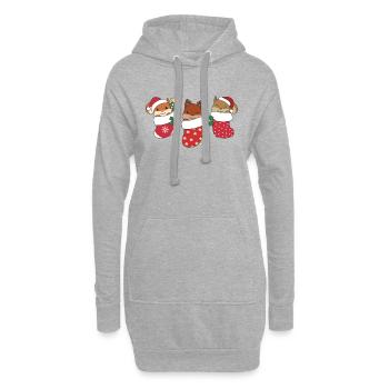 Süße Eichhörnchen in Weihnachtssocke zu - Hoodie-Kleid - Grau meliert - Vorne