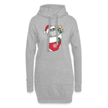 Süße Hippo in Weihnachtssocke zu Weihnachten Hippo - Hoodie-Kleid - Grau meliert - Vorne