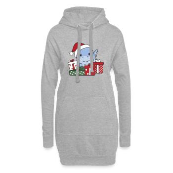 Dino Weihnachten Geschenk Winter Tiere Dino - Hoodie-Kleid - Grau meliert - Vorne