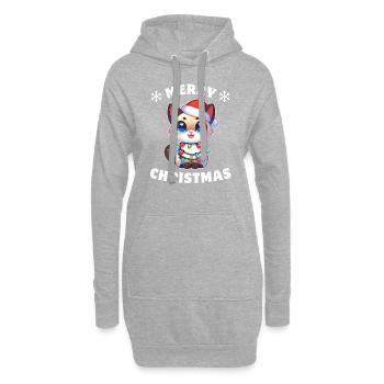 Chapeau de Noël Fées de Noël Chat Siamois - Sweat-shirt à capuche long Femme - gris chiné - Devant