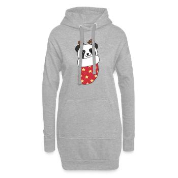 Panda mignon en chaussette de Noël pour panda de Noël - Sweat-shirt à capuche long Femme - gris chiné - Devant