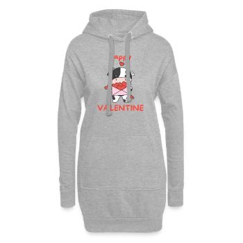 Kuh zum Valentinstag süße Tiere mit Herzen - Hoodie-Kleid - Grau meliert - Vorne
