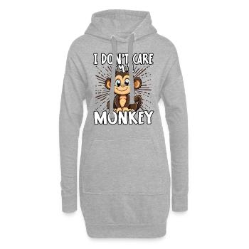 Je m’en fiche, je suis un singe - singe mignon - Sweat-shirt à capuche long Femme - gris chiné - Devant