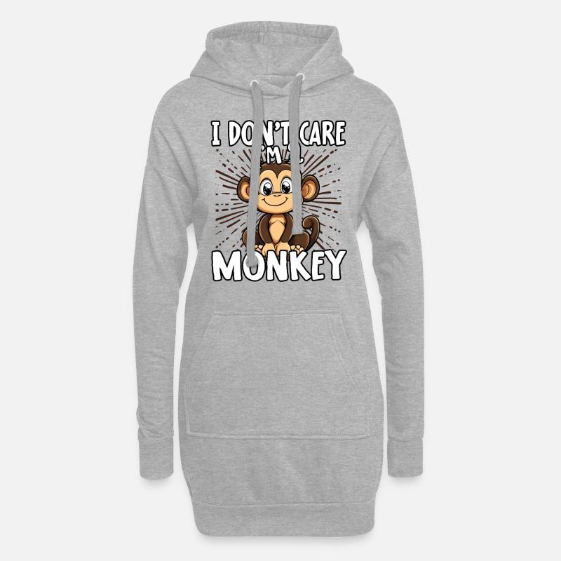 I don't care I'm a monkey - süßer Affe - Hoodie-Kleid - Grau meliert