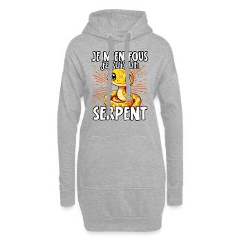 Je m'en fous je suis un serpent - süße Schlange - Hoodie-Kleid - Grau meliert - Vorne