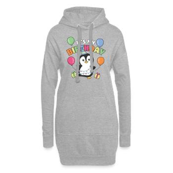 Pingouin pour l’anniversaire des enfants, c’est mon anniversaire - Sweat-shirt à capuche long Femme - gris chiné - Devant
